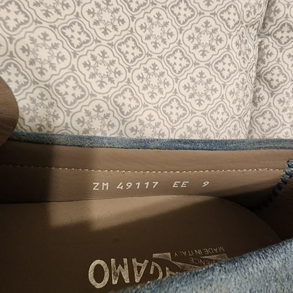 Salvatore Ferragamo Blue Suede Men's Loafers 9EE, Light Blue Denim Color Suade - Picture 2 of 7